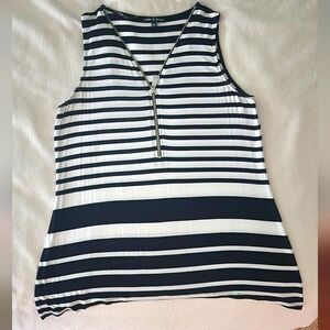 Cable & Gauge.  Striped Sleeveless Top with Zipper. Size L.